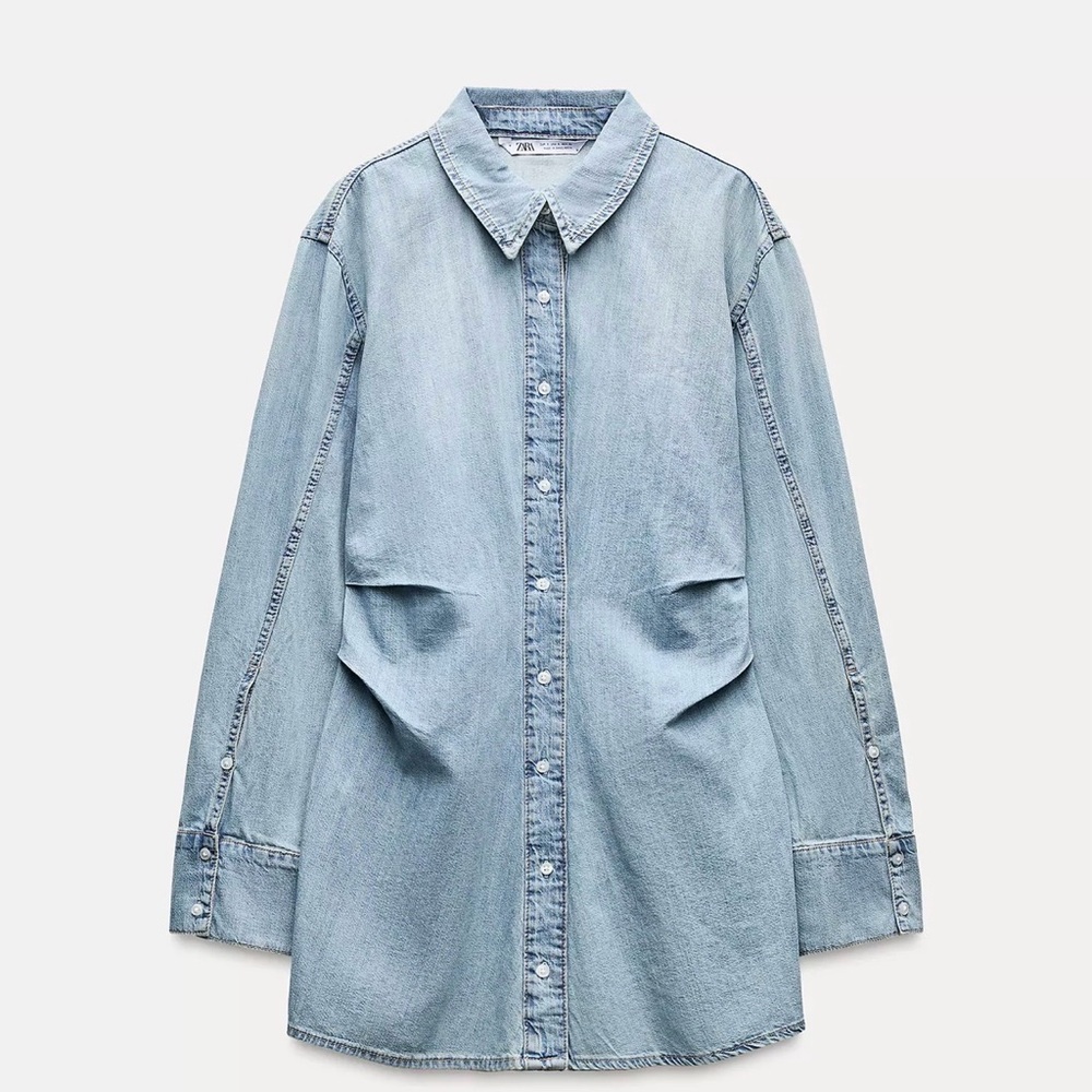 Zara Light Blue Denim Shirt Dress